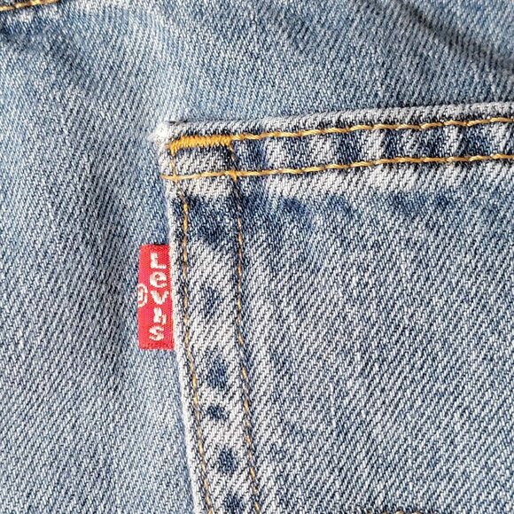 Levis 505 Straight Jeans 36 x 29.5 Mens Denim Light Blue Whiskering Blue 36 x 30 - Picture 14 of 16